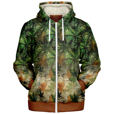 Chokefish™ Microfleece Zip-Up Hoodie Cannabis-001